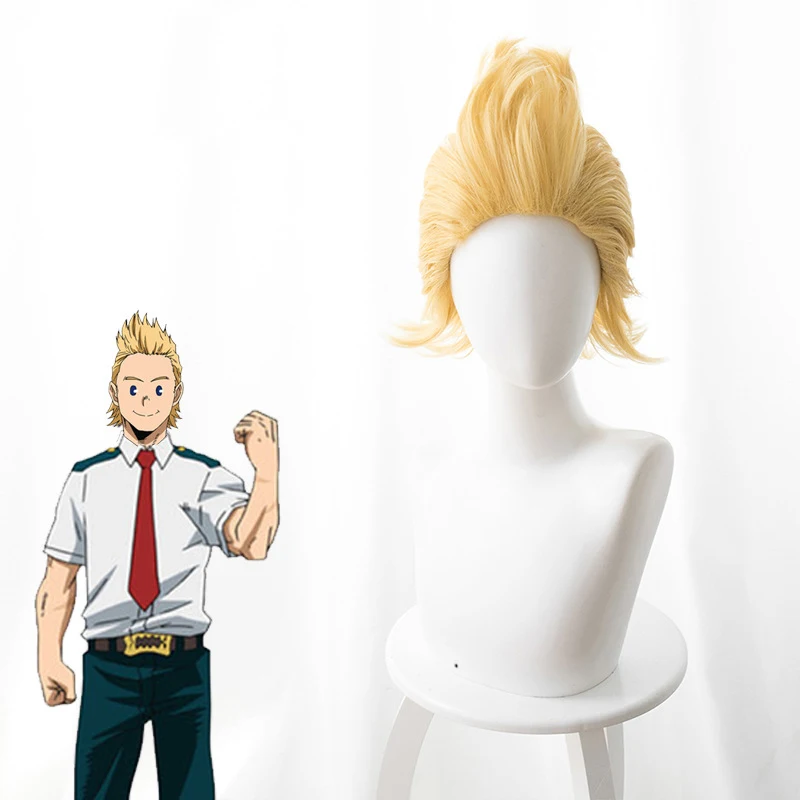 

My Hero Academia Toogata Mirio Cosplay Wigs 35cm Short Straight Synthetic Hair Fluffy Anime Wig Cos Wigs Yellow Costume Wig