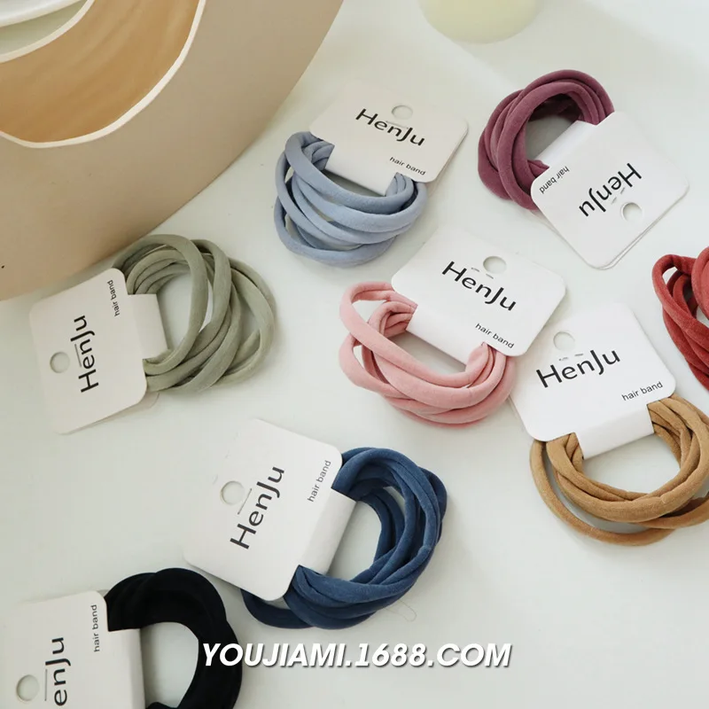 5Pcs/Set Women Girls High Elasticity Thick Rolled Towel Hair Rope Candy Solid Color Rubber Band Ring Fashion Ponytail Holder
