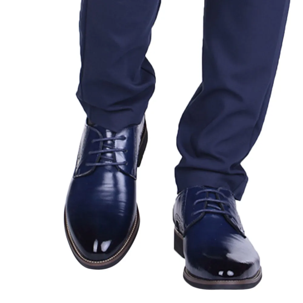 Новинка года; мужские деловые модельные туфли; мужские кожаные туфли-оксфорды; мужские туфли с острым носком на шнуровке в британском стиле; цвет коричневый, черный; Jan4 - Цвет: NY