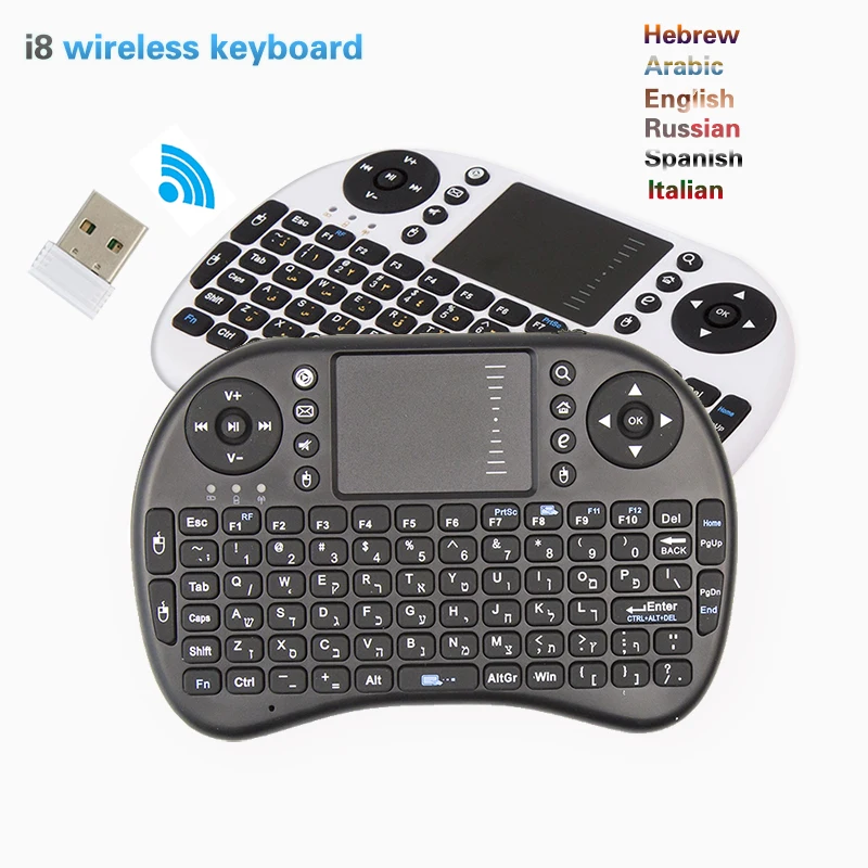 

2.4GHz i8 Wireless Keyboard Russian English Hebrew Spanish Version air mouse Remote Control for Android smart TV BOX Mini PC