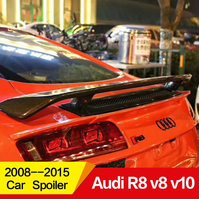

Use for Audi R8 spoiler 2008--2015 year glossy carbon fiber Two layers rear wing regula style sports accessories V8 V10