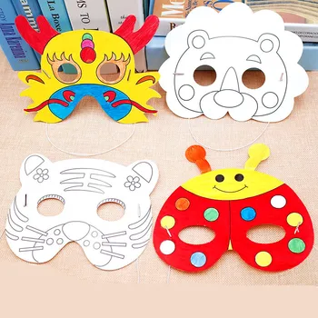

12PCS Kids happy birthday party favor DIY Color painting Mask baby shower girl boy party gift souvenir supply