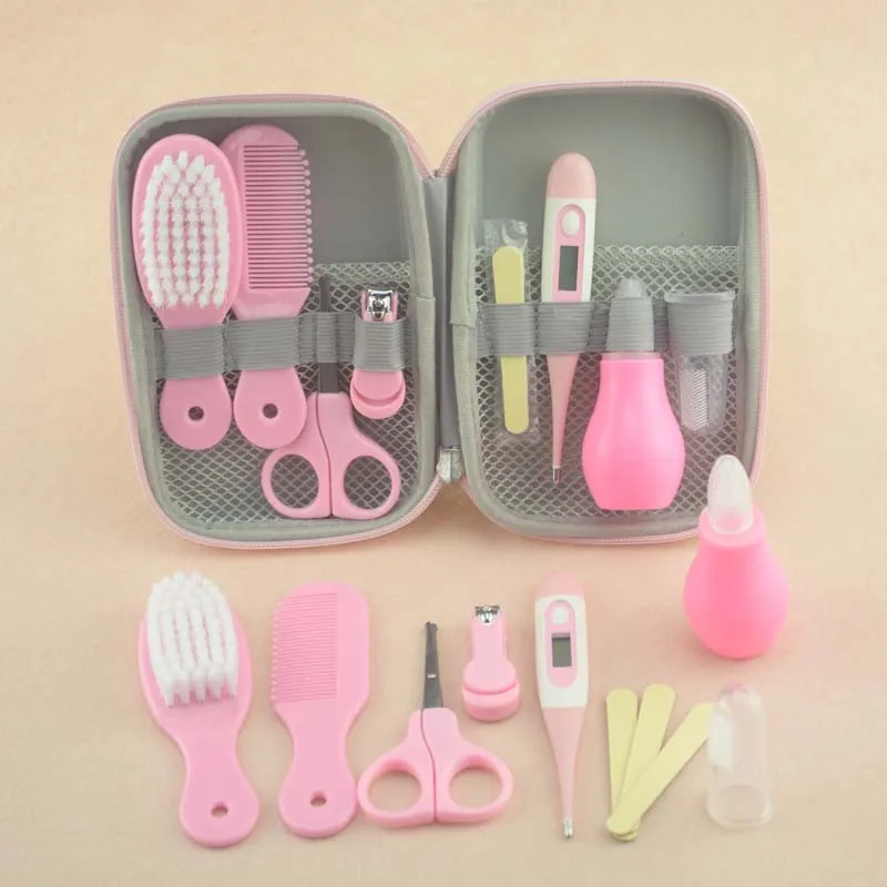 8pcs Baby Grooming Health Care Manicure Set Baby Brush and Comb Set Newborn Health Safety Scissors Medicine Nail Gromming Kit