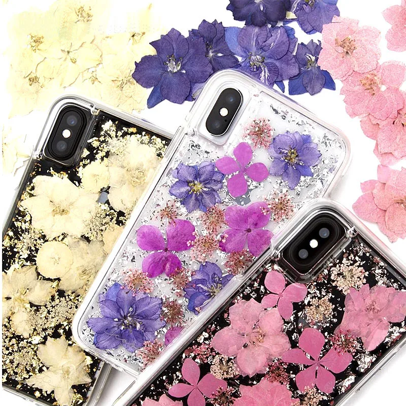 

For iPhone 11 Pro Max XR X XS Karat Shell Petals Flowers Glitter Sparkle Case For iPhone 6 6S 7 8 Plus
