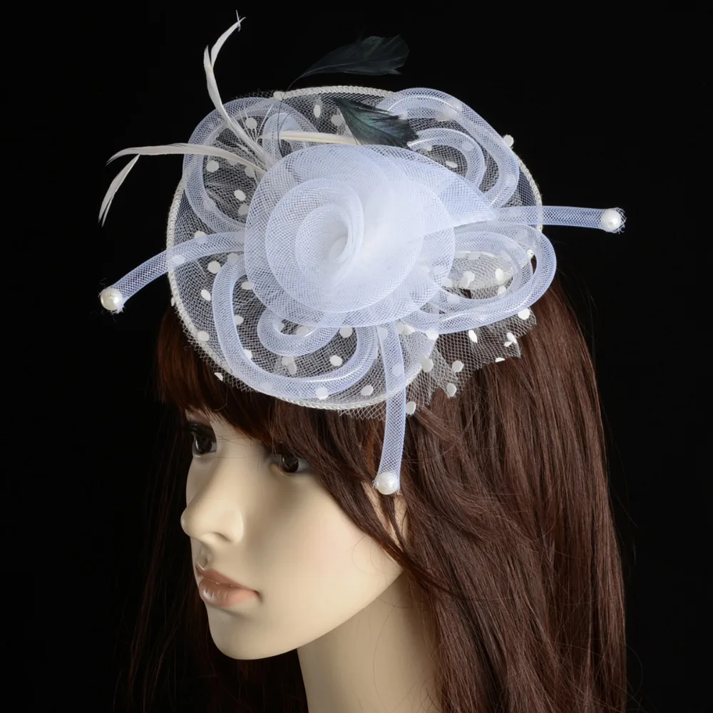 

New Sinamay Fascinator veil floral Wedding Holiday Lady Party bridal tiara simulated pearl hair clip for women tiara de noiva