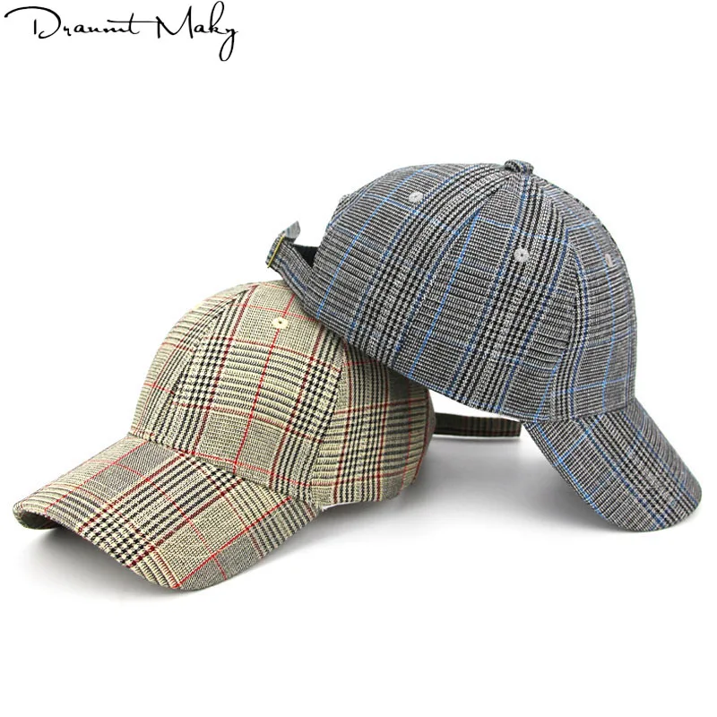 Fashion Mens Womens Plaid Baseball Caps Hip Hop Snapback Hats Adjustable Visor