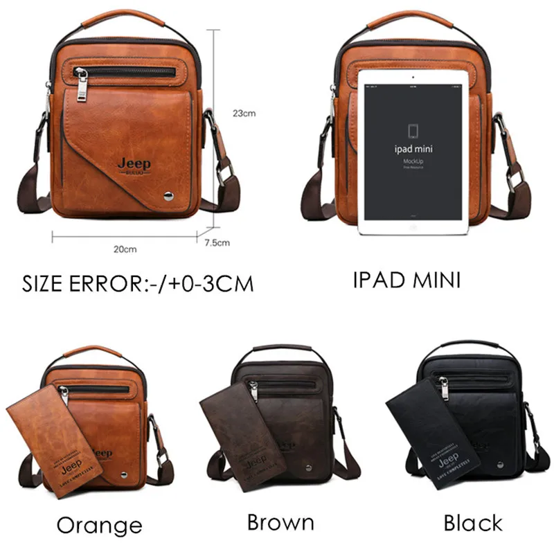  JEEP BULUO Men Bag Famous Designer Men Shoulder Messenger Bags Split Leather Crossbody Tote Men Fas - 32989710937