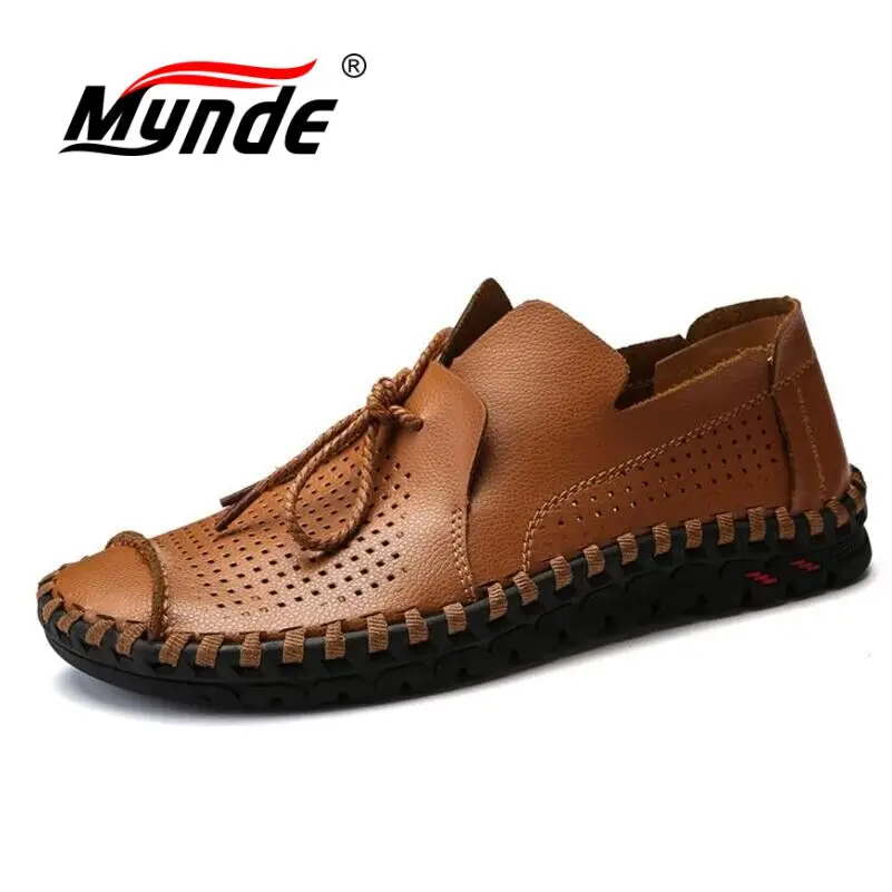 

Mynde 2018 New Comfortable Casual Shoes Loafers Summer Men Shoes Quality Split Leather Shoes Men Flats Hot Sale Moccasins Shoes