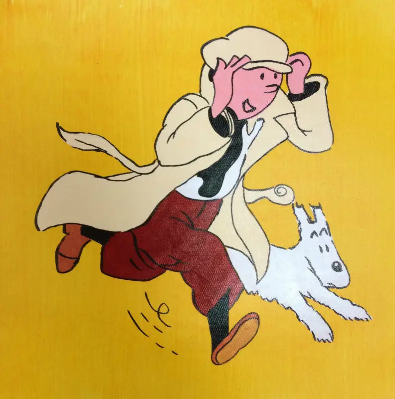 

100%Hand Painted Modern Abstract Cartoon Painting Tin TIn Oil Painting on Canvas Wall Art Pictures for Living Room