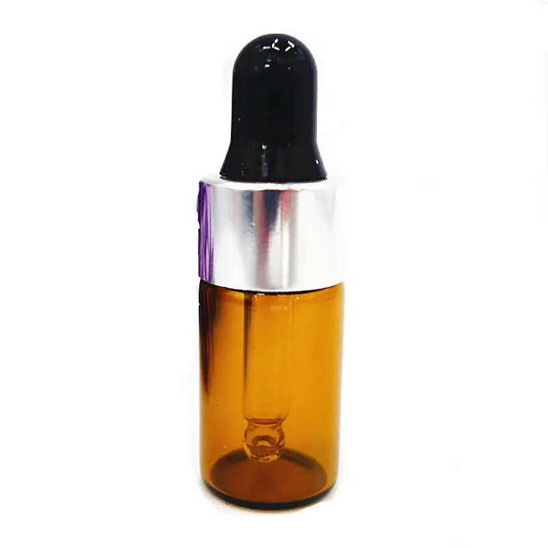 

50pc/lot 3ML Mini Amber Dropper Bottle Empty Essential Oil Glass Dropper Bottle Brown Tube Perfume Packaging Cosmetics Bottles