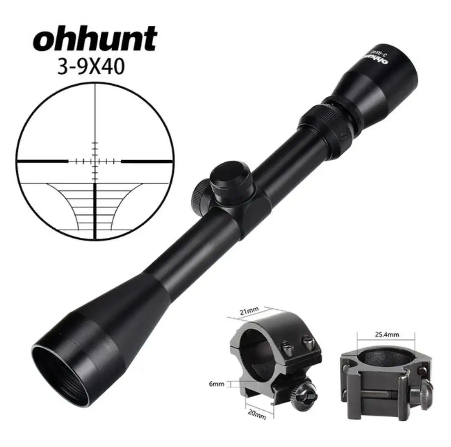 3-9X40 Hunting Optics Riflescopes Rangefinder or Mil Dot Reticle Crossbow Shooting Tactical Rifle Scope with Mount Rings - Цвет: with picatinny ring3