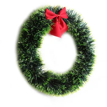 

1pc Christmas Green Wreath Decorative Garland with Bowknot Home Decor (Green)