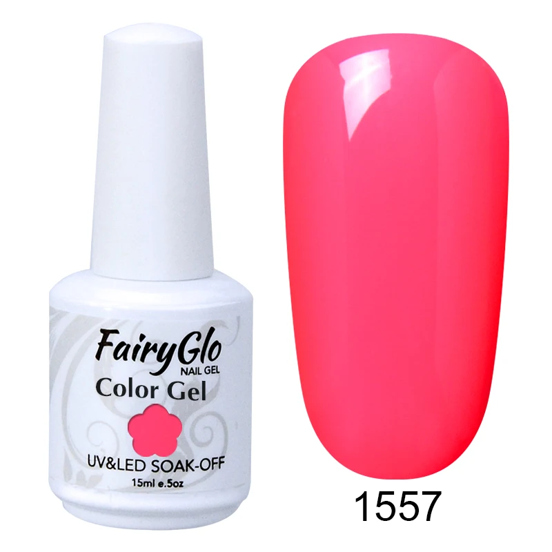 FairyGlo, 15 мл, чистый цвет, УФ-светодиодный гель для ногтей, долговечный Гель-лак для ногтей, лак для ногтей, тиснение, лак для ногтей, Гибридный Гель-лак - Цвет: G1557