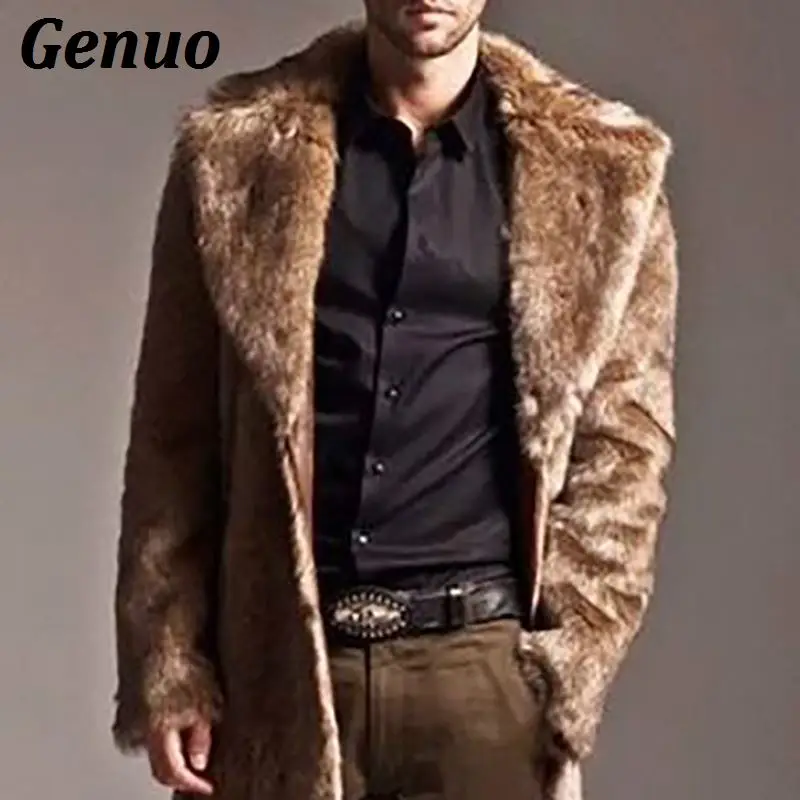 Мужское меховое пальто, зимняя куртка из искусственного меха, верхняя одежда для мужчин, парка в стиле панк, куртки, зимние теплые длинные кардиганы, верхняя одежда, мужская мода