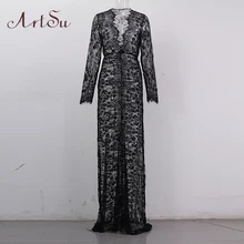 ArtSu 2017 Pregnant Women Maxi See Through Floral Elegant Lace Long Dress Sexy Summer Evening Party Dresses Vestidos ASDR20033