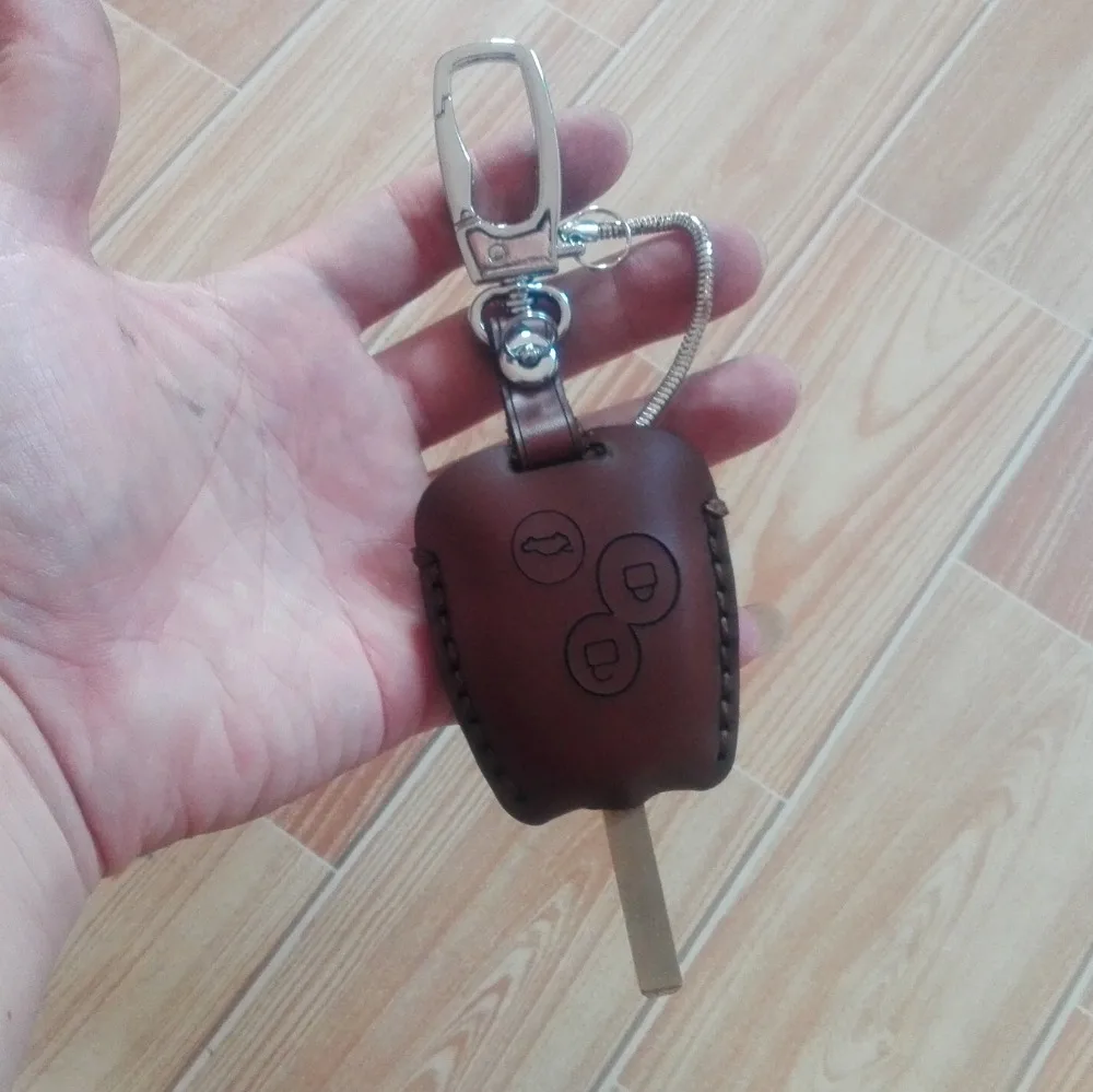 Genuine Leather Car Key Cover Case 2&3 Buttons for Renault Clio Scenic Megane Duster Sandero Captur Twingo Modus Car Remote Key-2