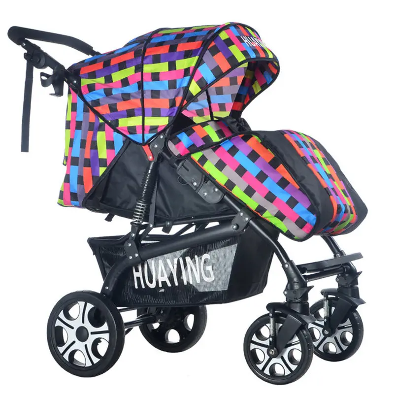 

Luxury Baby Stroller with Foot Cover Portable Lying Two-way Baby Cart Widen Enlarge Sleeping Basket Newborn Pram Baby Trolleys