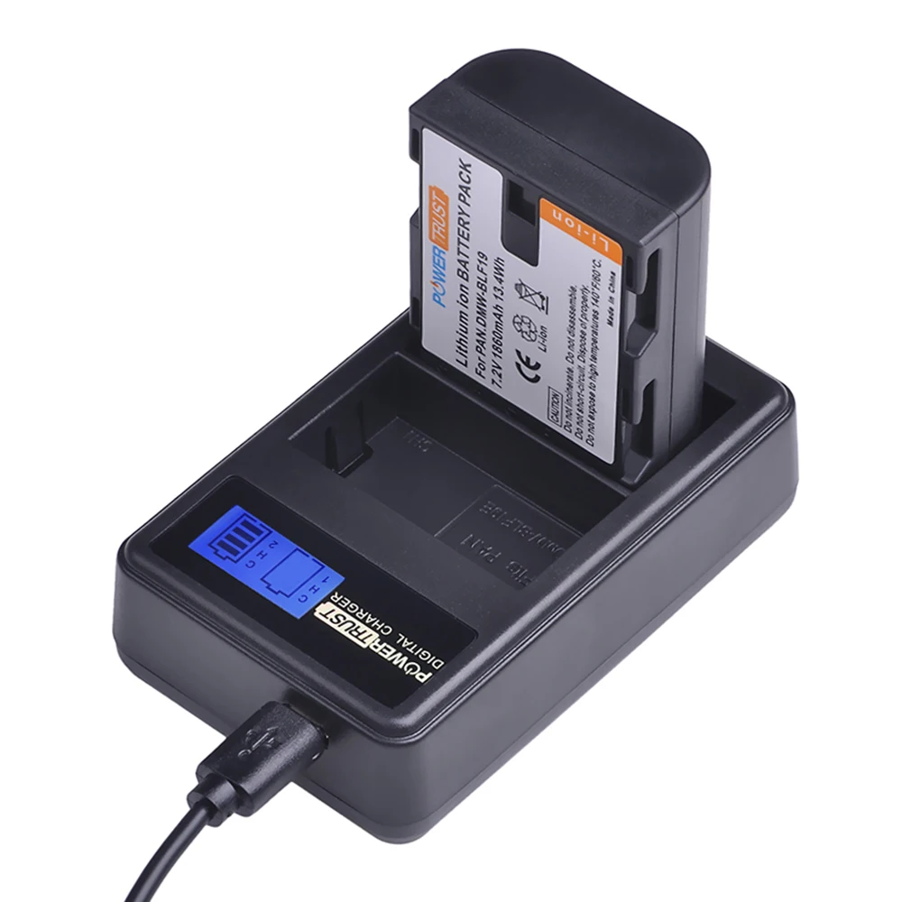 PowerTrust 1 шт. 1860 мАч DMW BLF19E батарея для камеры BLF19 + LCD Dual USB зарядное устройство Panasonic