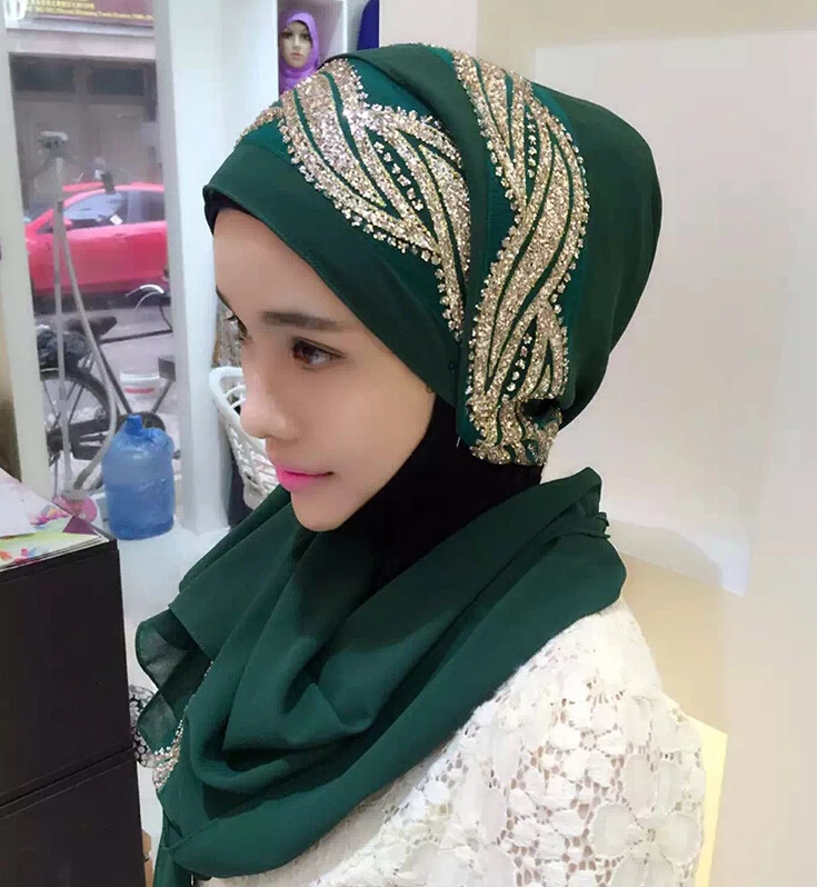 

Female solid color GLITTER flower chiffon silk popular shawls muffler headband hijab summer muslim scarves/scarf