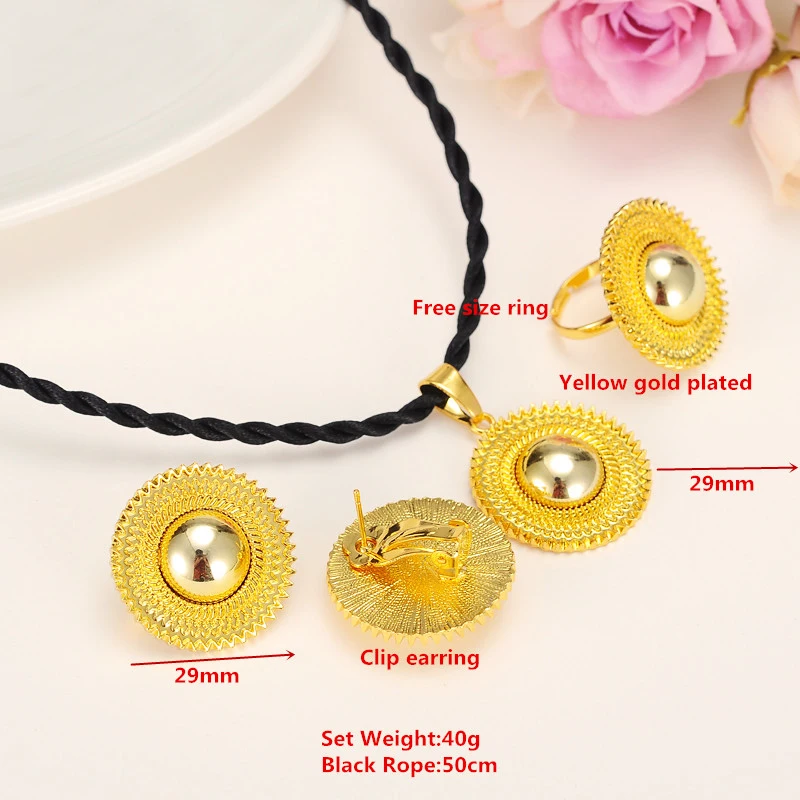 

wholesale Promotion Ethiopian jewelry sets joias ouro 24 K Real Yellow Solid Gold FINISH Ethiopia Jewelry African bridal