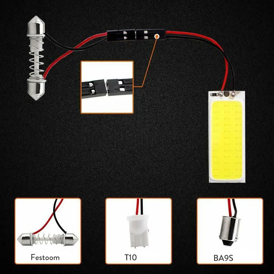 Высокое качество T10 16/24/36/48 Smd Cob Led Панель авто Интерьер Чтение карта лампа светильник C5W гирлянда BA9S T4W T10 Led креплением для вспышки sрeedlite