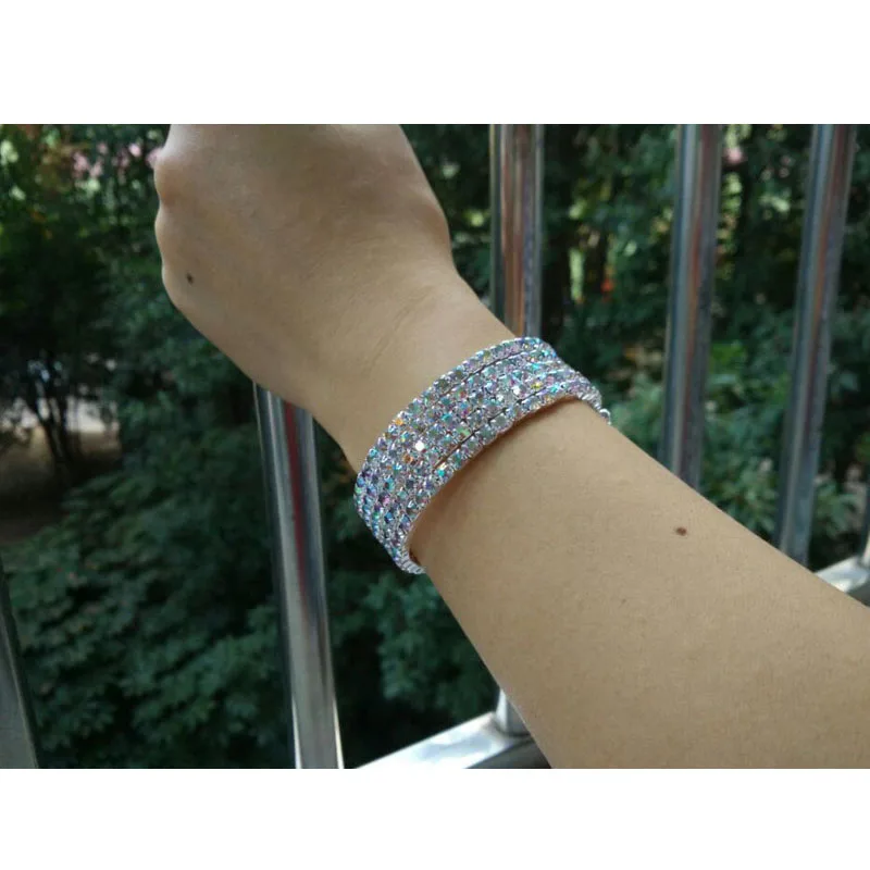 

2017 Real Sale Pulseira Feminina Pulseira Masculina Ab Rhinestone 5-row Spiral Bangle Bracelet Cuff/crossdresser/drag Forqueen