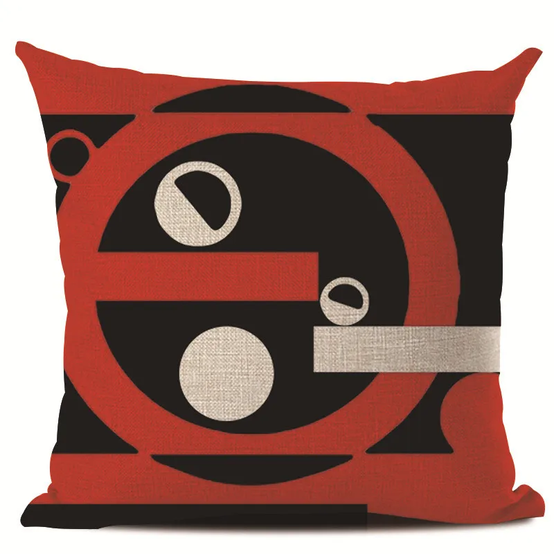 Circle Printed Musical Elements Cushion Cover 45x45cm Linen Geometric Throw Pillow Covers Lines Pillowcase Cushions Home Decor