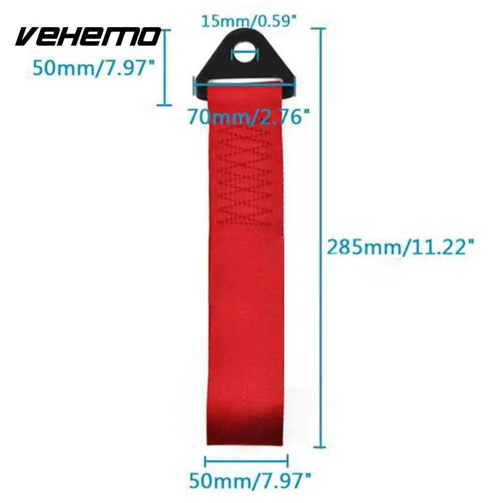 Vehemo Красный высокая прочность Универсальный прочный прицеп веревка, Натяжная веревка Буксировки Буксировочный ремень бампер автомобиля ремень крюк