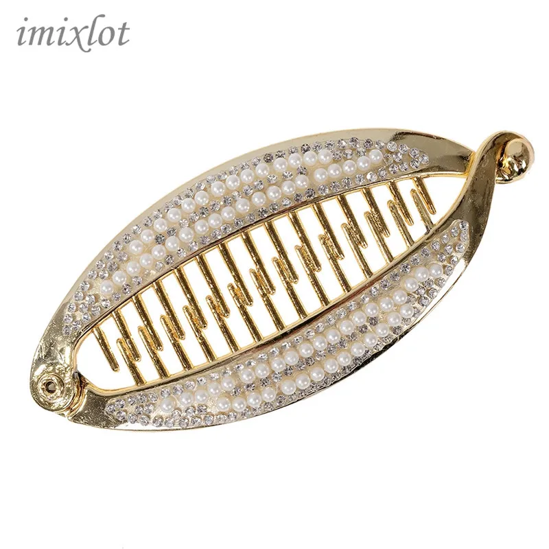 

Real Bride Coroa De Noiva Zinc Alloy Twisted Fish Tail Banana Pearl Hair Clips Comb Clamp Diy Craft Golden Coffee Hairclip