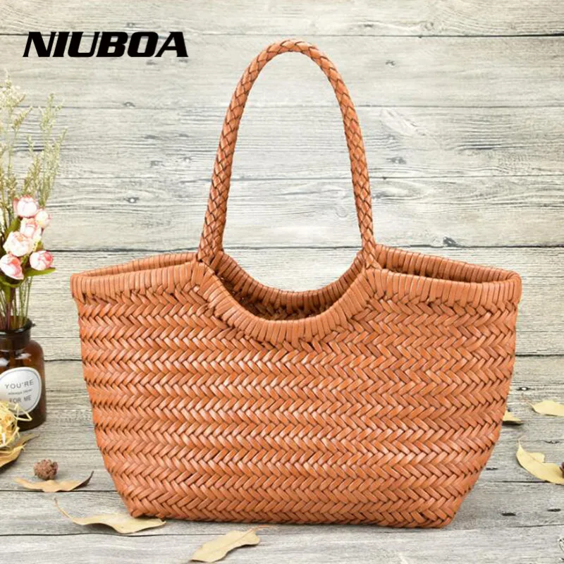 Handtassen vrouwen Echt Lederen Schoudertas Weven Toevallige Boodschappentas Vintage Grote Tote Purse Koeienhuid Cross Hand Tassen Dame Handtassen vrouwen Echt Lederen Schoudertas Weven Toevallige Boodschappentas Vintage Grote Tote Purse Koeienhuid Cross Hand Tassen Dame
