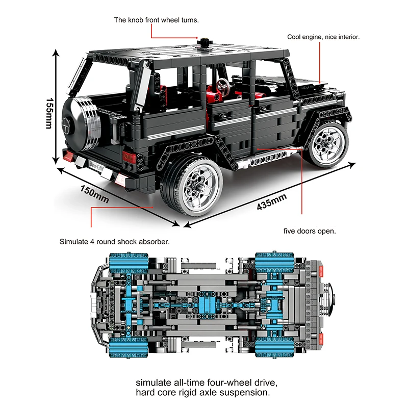 

1343pcs Technic simulation Mercedesal-benzg big G500 Building Blocks Motor Model Car Creator Toys For Children