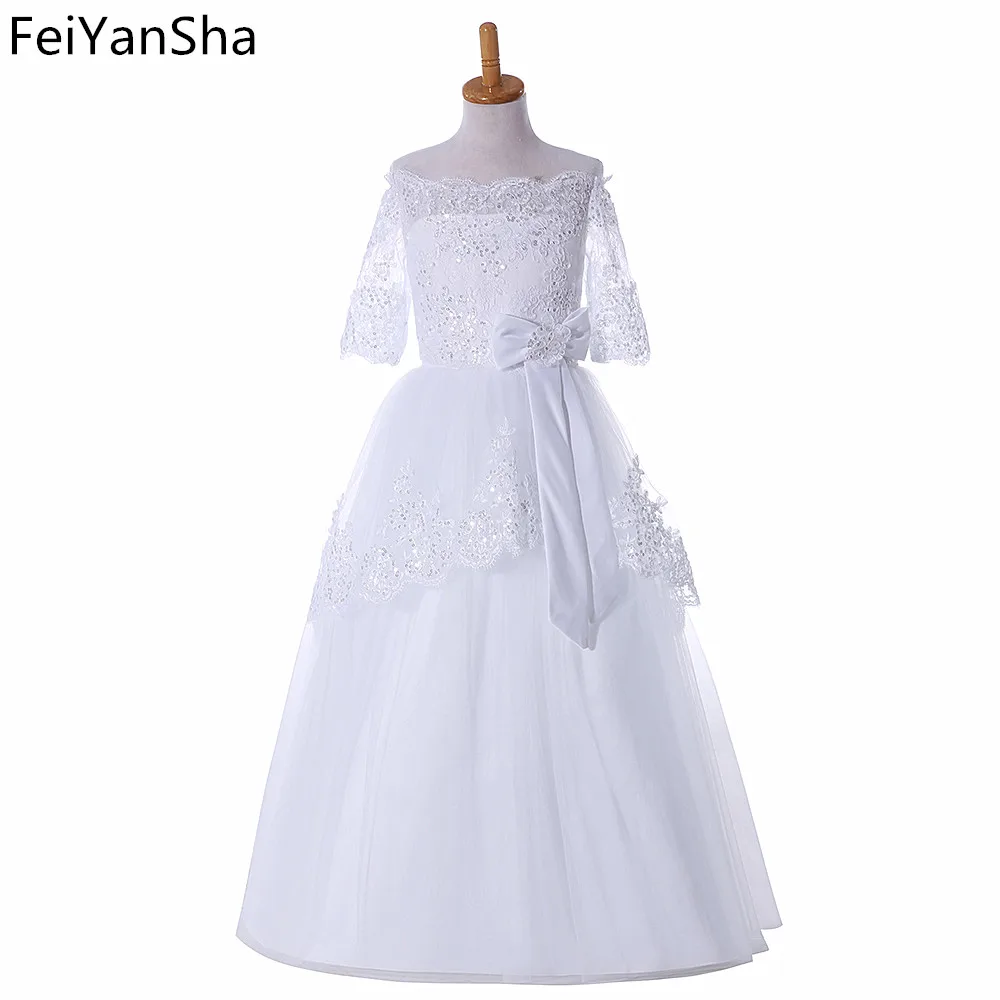 

FeiYanSha First Communion Girl Dresses Cap Sleeve Dress For Girl Vestido Primera Comunion Flower Girl Dresses For Wedding