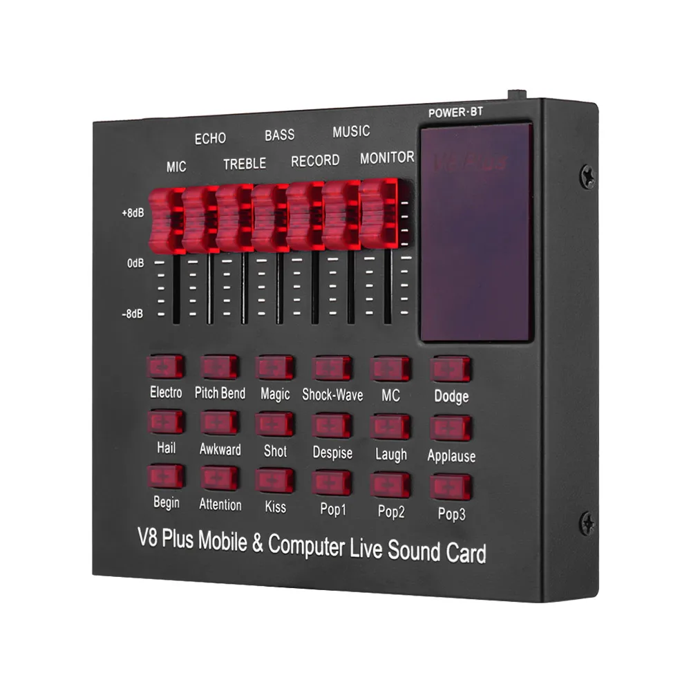 

Rechargeable Mobile & Computer Live Sound Card USB Audio Interface with Multiple Sound Effects BT Connection for Singing Live