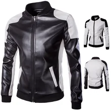 2019 New Men's Leather Collar Trend Of Black And White Color Oversized Leather Coat M-5XL