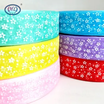 

HL 6 Meters/lot 1" Printed Organza Ribbons For Making Head Jewelry Wedding Party Decorative DIY Gift Box Wrapping