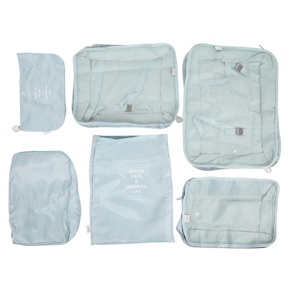 Baby Blue 6 шт./компл. дорожная сумка комплект Для женщин Для мужчин Чемодан Организатор для одежды обуви Водонепроницаемый Упаковка Куб Портативный Костюмы Z35 - Цвет: Baby Blue