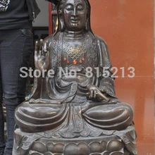 Bi001307 4" Китайский Буддизм храм бронзовый Кван-Инь Гуаньинь Бодхисаттвы статуя Будды