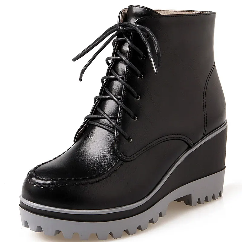 

newest popular hot style S type curve lace-up Joker wearing comfortable style winter fashion Women Ankle Boots size 34-39 T1990