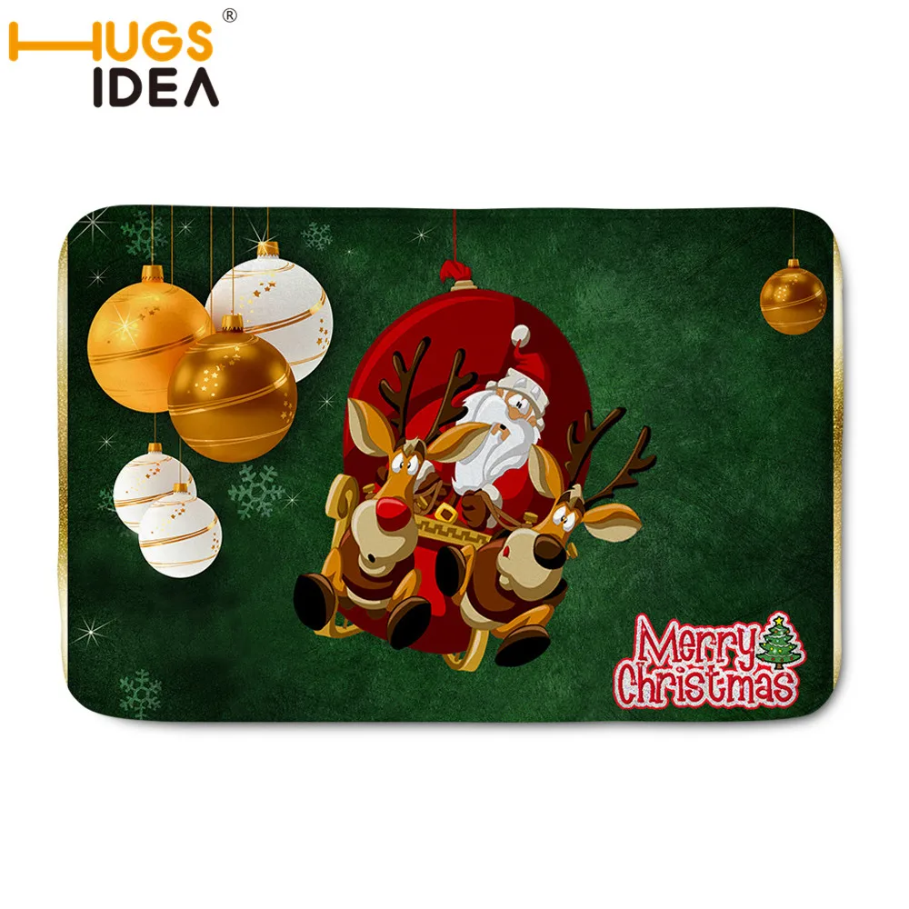 HUGSIDEA напольный ковер Moose Merry Christmas гостиная нескользящий коврик для спальни коврик для кухни Санта-Клаус дверной коврик 59x40 см