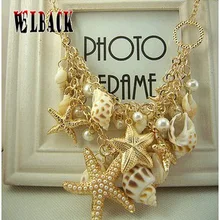 WELBACK, новинка, летнее пляжное ожерелье, морская звезда, раковина, жемчужная раковина, Многоэлементная женская подвеска, ожерелье, праздничные аксессуары, подарок