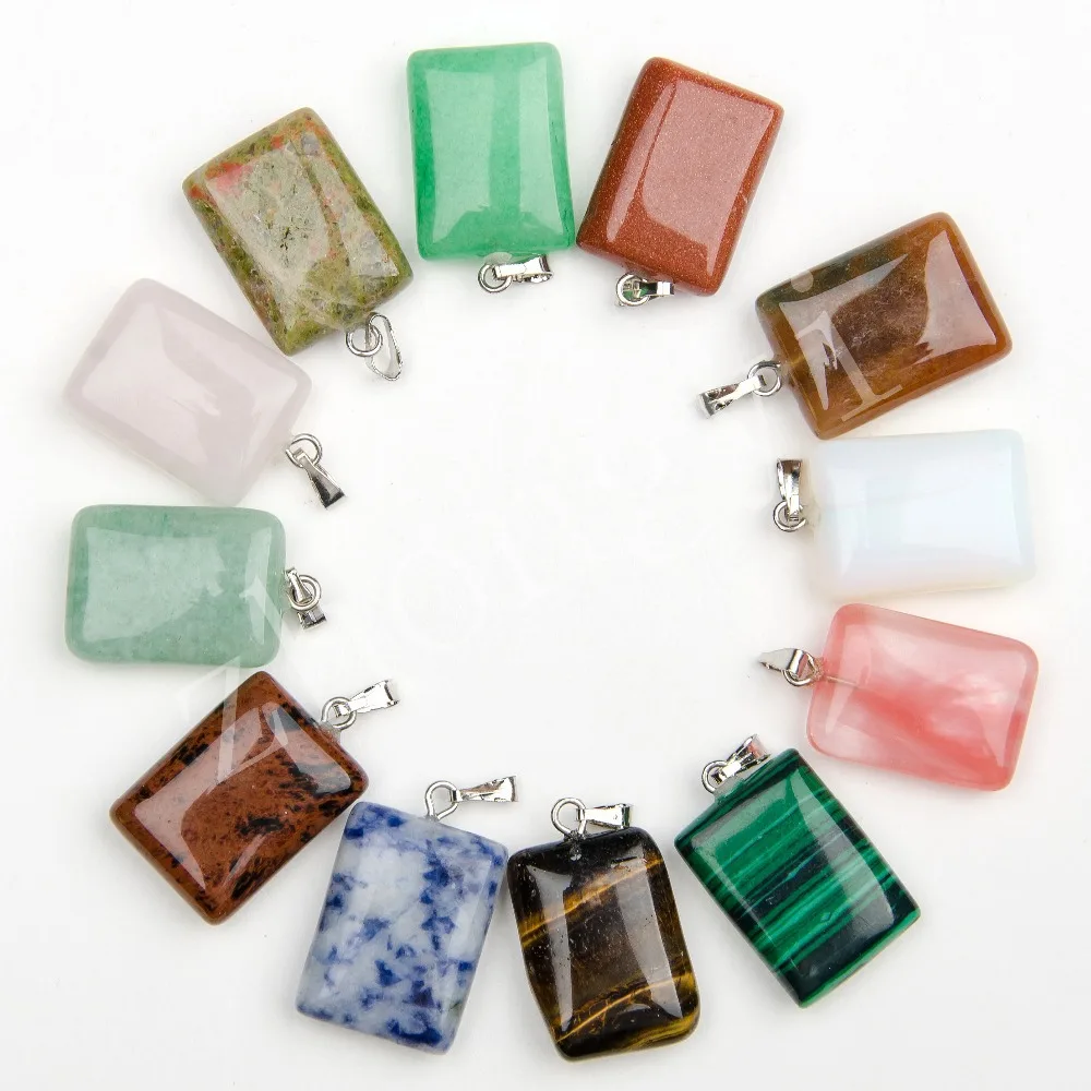 Wholesale Assorted Natural Stone Pendants Point Pendant Rectangle