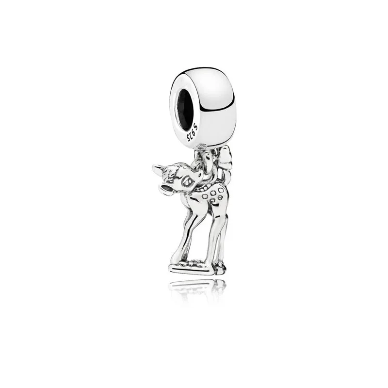 

2018 New Authentic 925 Sterling Silver Mickey Bambi Hanging Charm Fit European Pandora Bracelet Bead Pendant DIY Jewelry