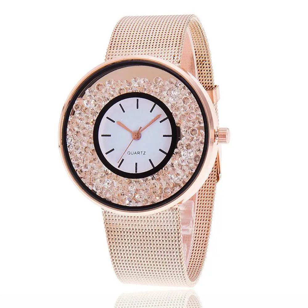 

2016 New Fashion Stainless Steel Gold & Silver Band Quartz Wtach Luxury Women Rhinestone Watches Valentine Gift BW1900