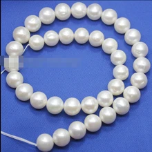 Красивое 7-8 мм Натуральное белое Настоящее Жемчужное ожерелье 17"