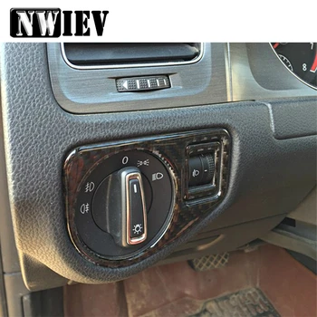 

NWIEV Car Styling Stickers For Volkswagen VW Golf 7 GTI R GTE GTD MK7 2013-2017 Carbon Fiber Headlight Switch Button Accessories