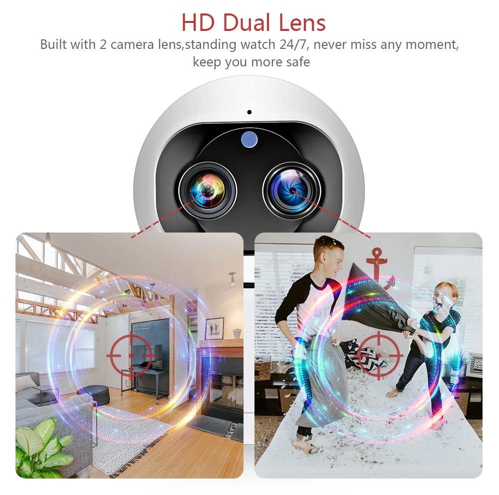  INQMEGA 1080P Dual-Lens Wireless Wifi Camera 2MP Cloud Auto Tracking IP Camera Indoor Home Security - 33020767988