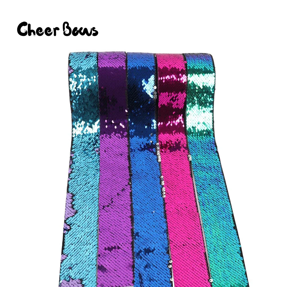 50mm Reversible Sequin Ribbons Two color Sequin Ribbon 100 Poylester