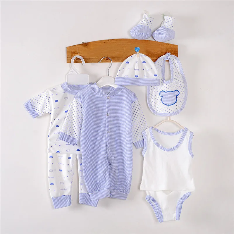 

8pcs Cute Newborn Kid Baby Girl Clothes Rompers Hats Vest Pants Shorts Bibs Shoes Suit set Cotton Underwear 0-6M