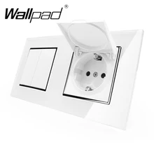 2 Way светильник переключатель с Кепки розетка Wallpad с украшением в виде кристаллов Стекло 110 V-250 V 2 Gang переключатель пыли Кепки ЕС штепсель настенная розетка с когтями зажим