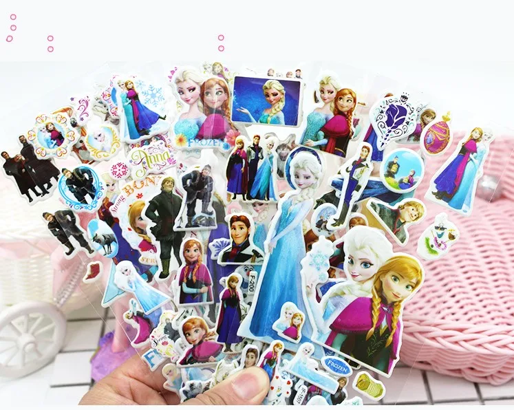 

New 12 Sheets/lot 3D Puffy Bubble Stickers Cartoon Frozen Stickers DIY For Children Boy Girl Toys PVC Removable Free Shipping